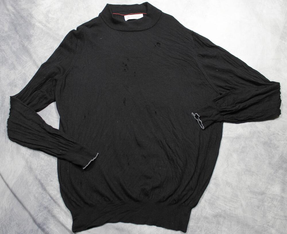 Brunello Cucinelli Sweater Mens Medium Black Cashmere Mock Neck Knit Italy